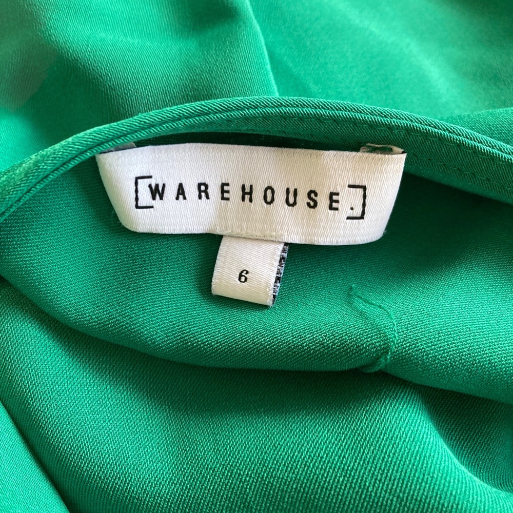 ASOS [Warehouse] Satin Green Midi Dress Size 6 - Picture 4 of 10